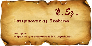 Matyasovszky Szabina névjegykártya